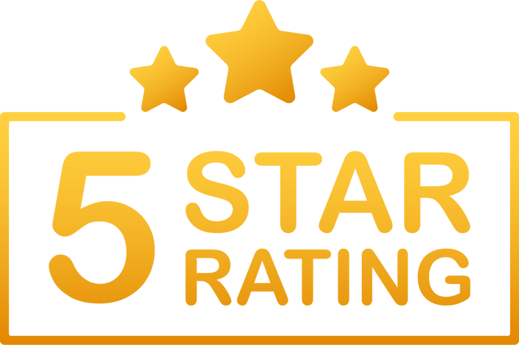 5 star rating. Badge